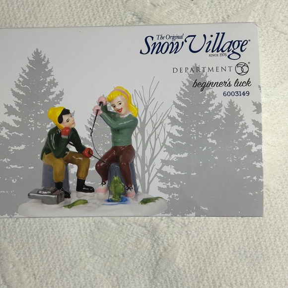 Dept 56 Village figure "Beginner's Luck" Fishing Couple Snow Village - Picture 1 of 4
